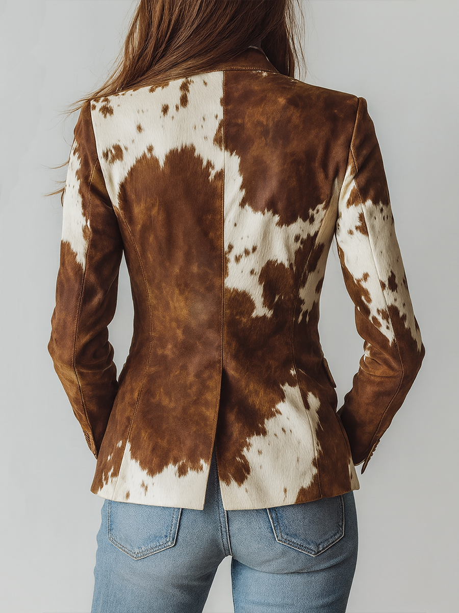 Alessia | Blazer Vintage con Stampa Muccata Eco-Responsabile