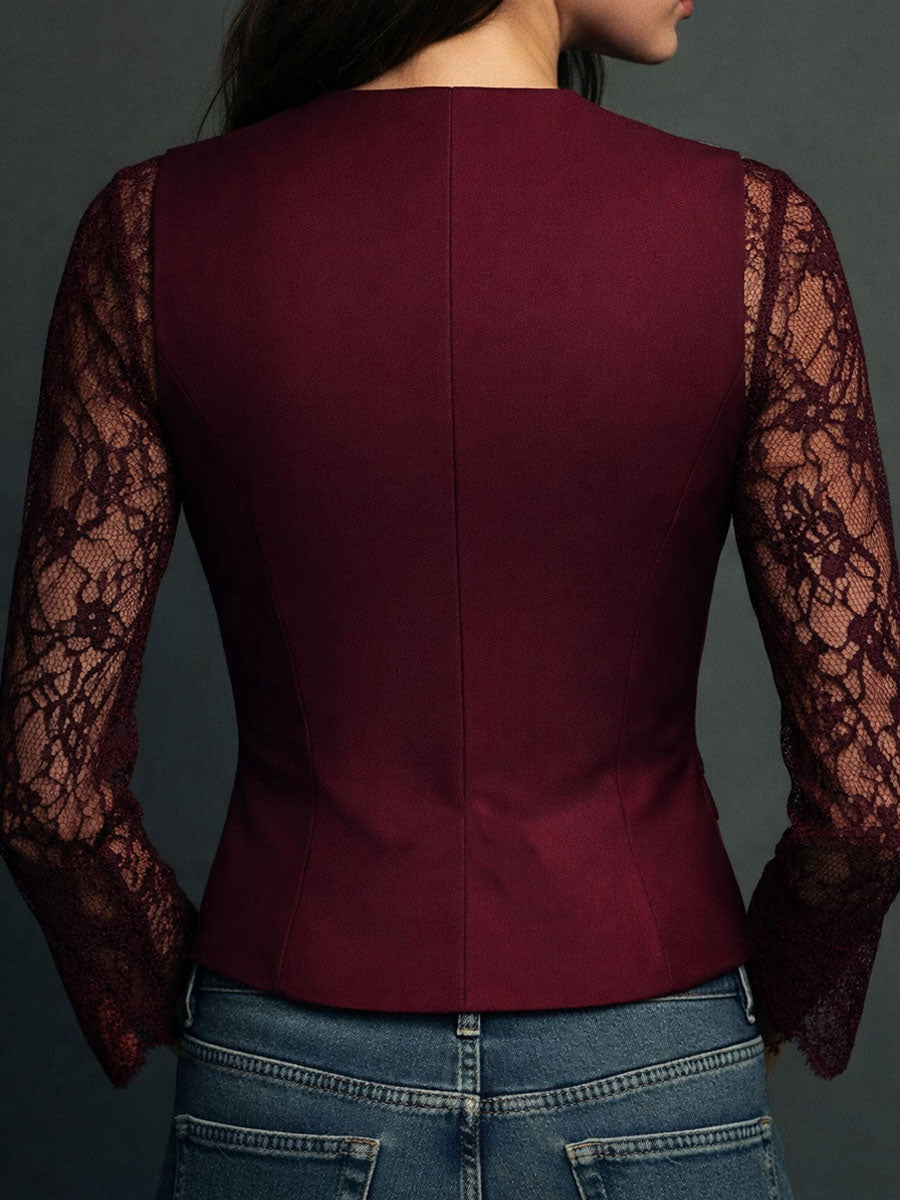 Vittoria | Blazer Nero con Maniche Semi-Trasparenti