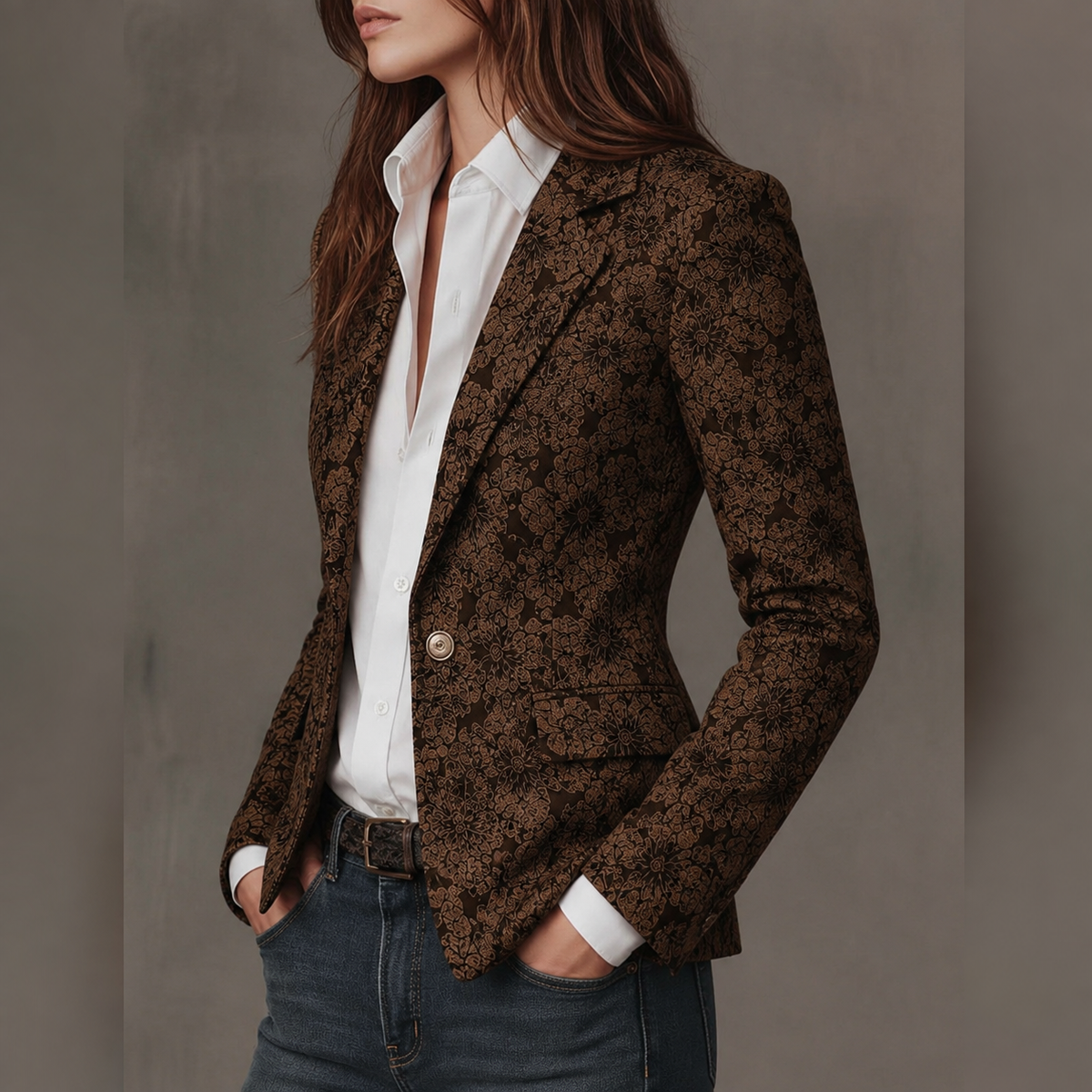 Loretta – Blazer Jacquard in Cashmere Aderente