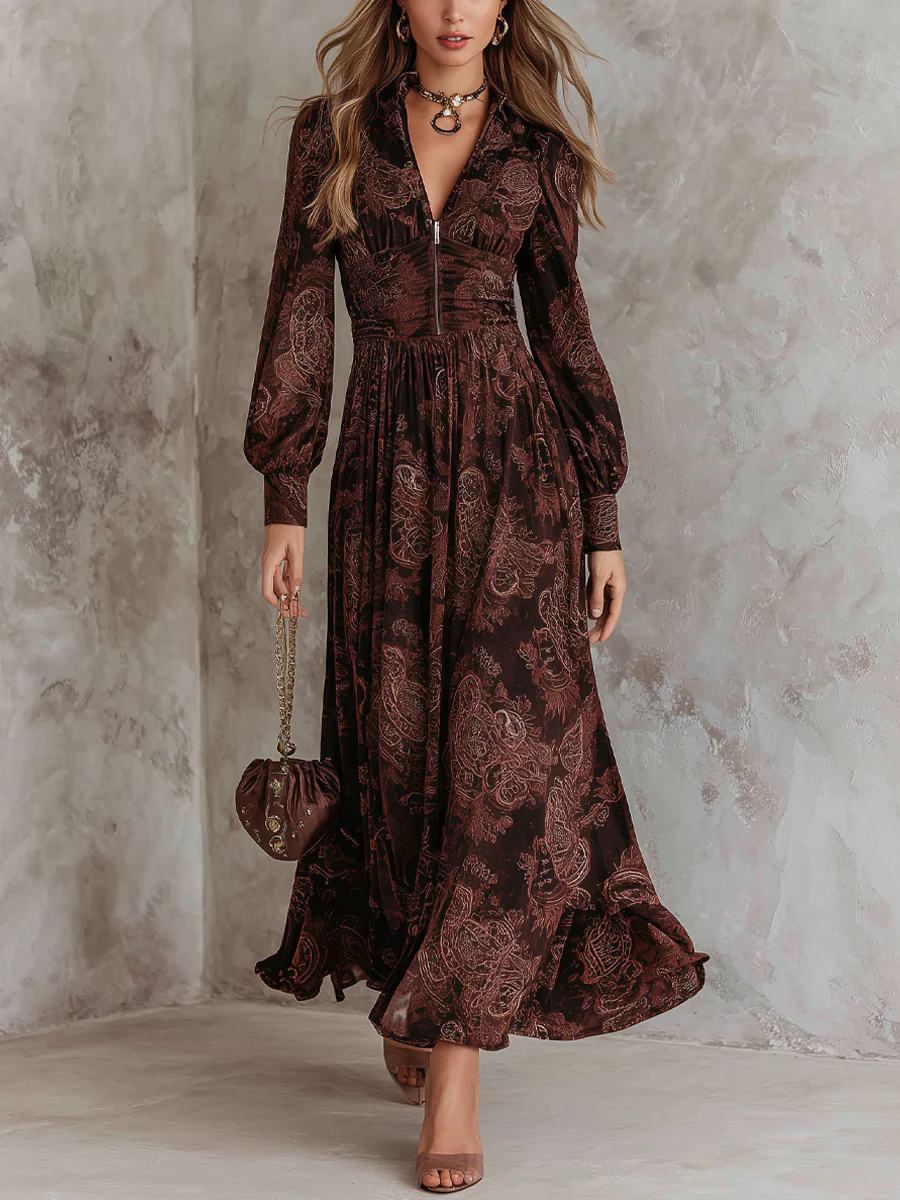 Maria | Abito Lungo Elegante con Stampa Floreale