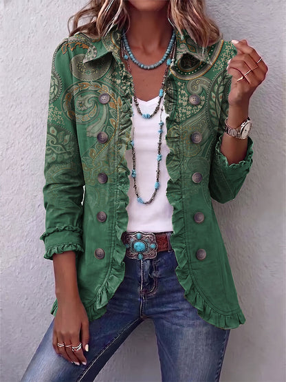 Ludovica | Giacca Verde con Motivi Paisley Ricercati