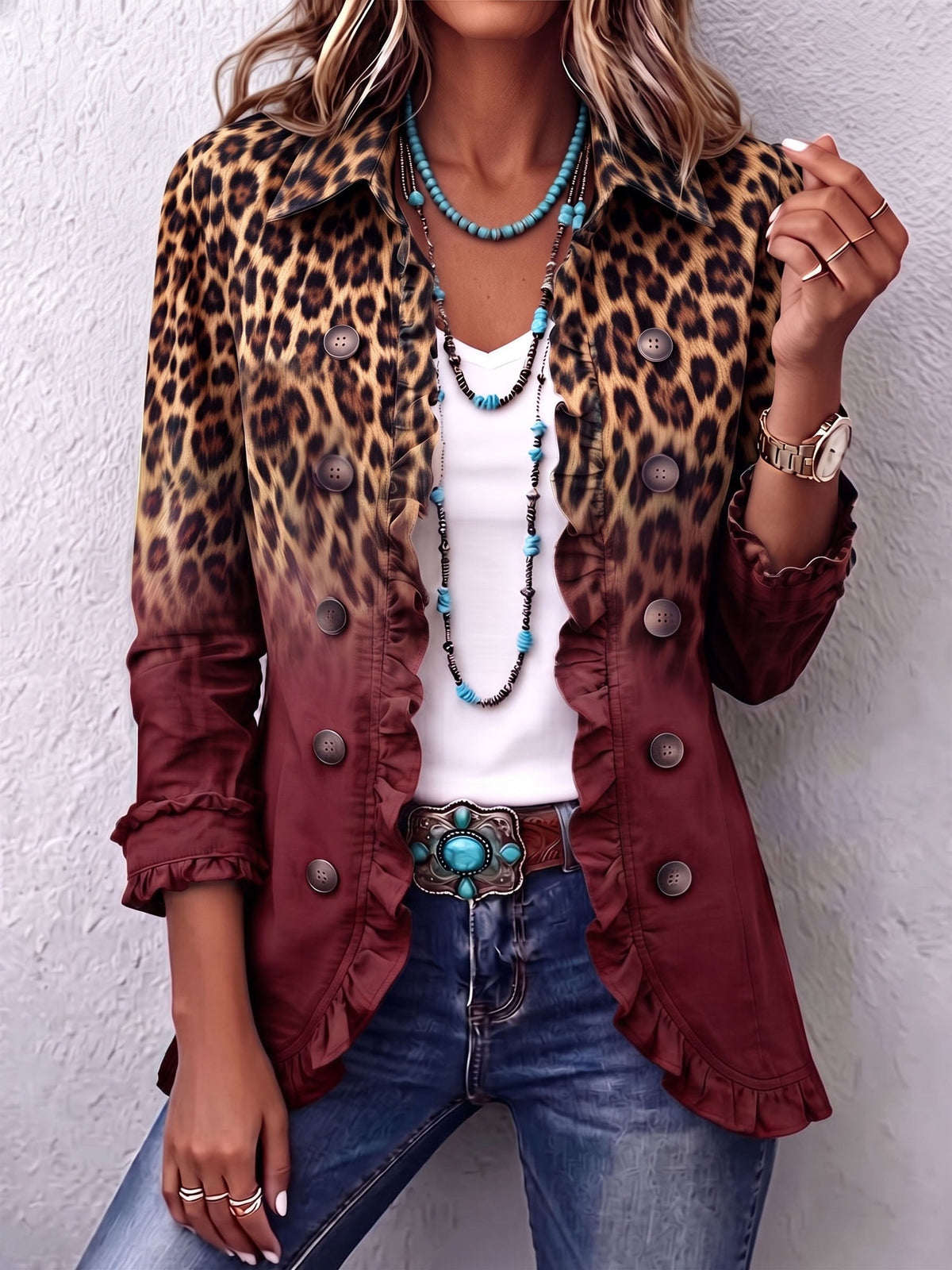 Ginevra | Giacca Leopardata con Eleganti Bottoni Decorativi