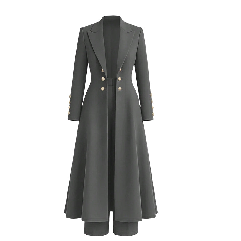 Completo Elegante Autunnale Donna 2 Pezzi - Cappotto Doppiopetto e  Pantaloni
