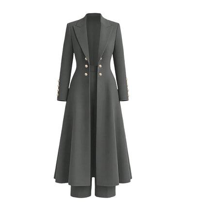 Completo Elegante Autunnale Donna 2 Pezzi - Cappotto Doppiopetto e  Pantaloni