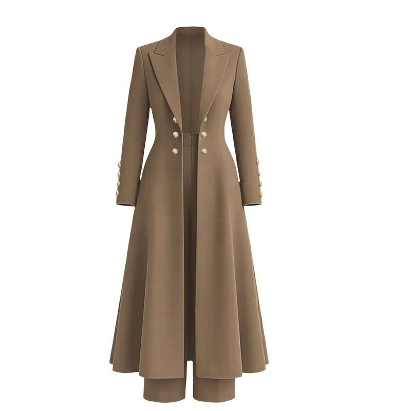 Completo Elegante Autunnale Donna 2 Pezzi - Cappotto Doppiopetto e  Pantaloni