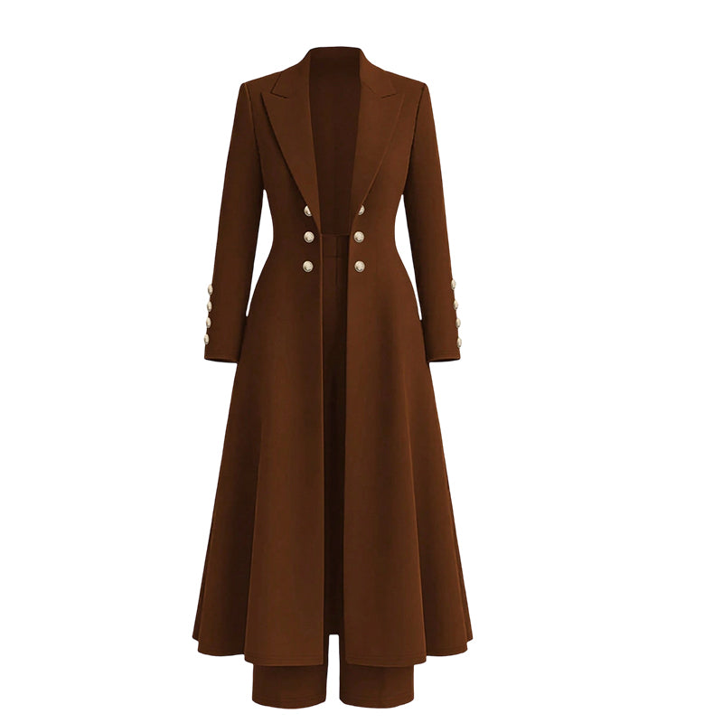 Completo Elegante Autunnale Donna 2 Pezzi - Cappotto Doppiopetto e  Pantaloni