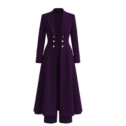 Completo Elegante Autunnale Donna 2 Pezzi - Cappotto Doppiopetto e  Pantaloni