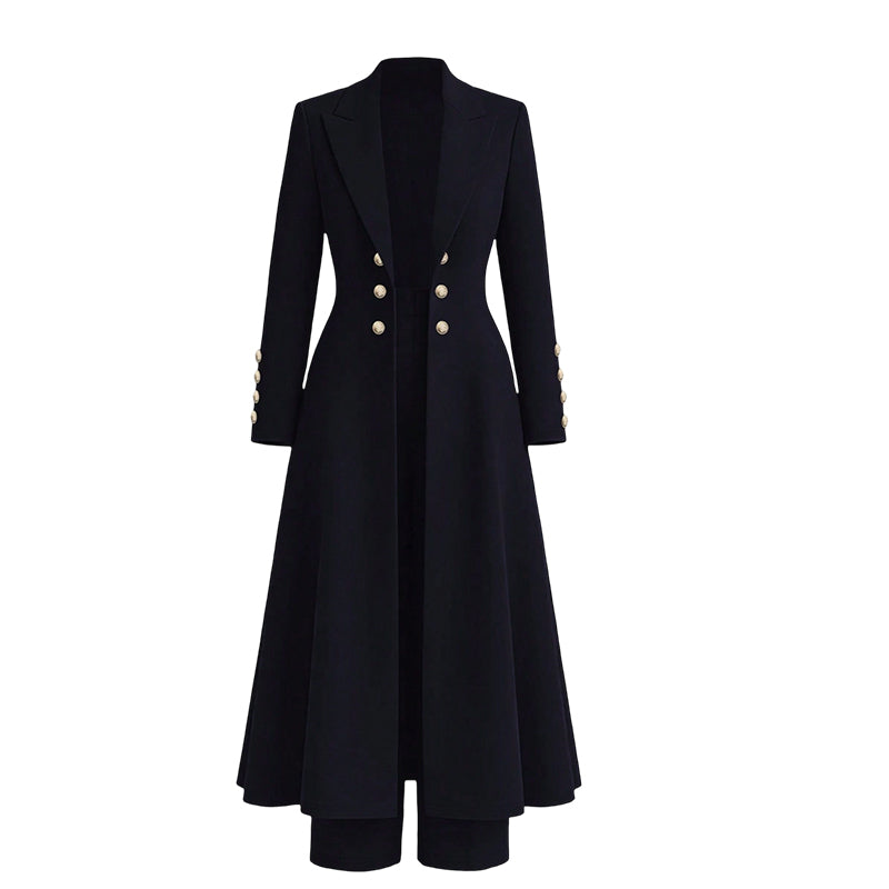 Completo Elegante Autunnale Donna 2 Pezzi - Cappotto Doppiopetto e  Pantaloni